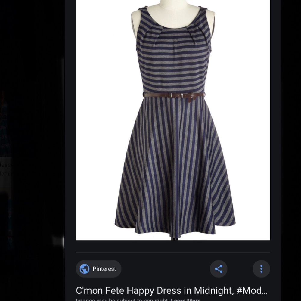 MODCLOTH NAVY AND RED STRIPPED A LINE DRESS